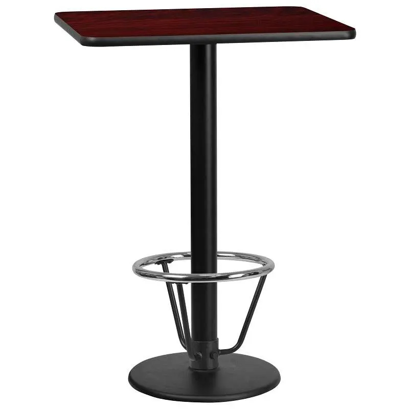 Flash Furniture Stiles 24'' x 30'' Rectangular Mahogany Laminate Table Top 18'' Round Bar He...