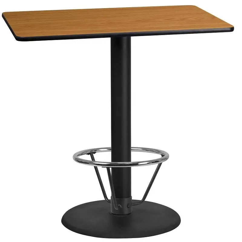 Flash Furniture Stiles 24'' x 42'' Rectangular Raw Laminate Table Top 24'' Round Bar Height ...