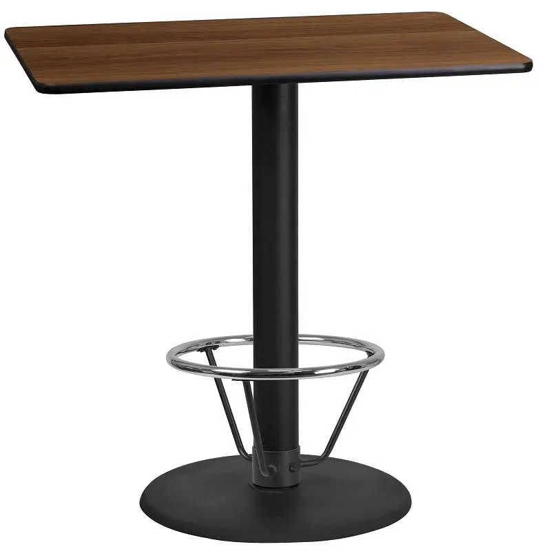 Flash Furniture Stiles 24'' x 42'' Rectangular Walnut Laminate Table Top 24'' Round Bar Heig...