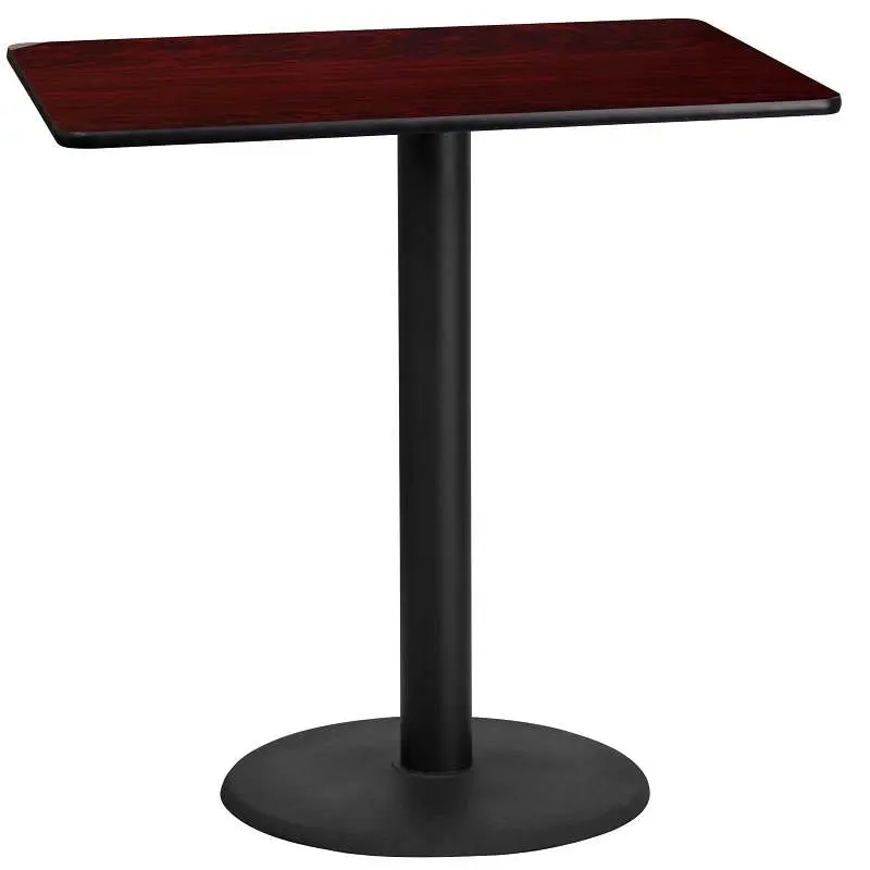 Flash Furniture Stiles 24'' x 42'' Rectangular Mahogany Laminate Table Top 24'' Round Bar He...
