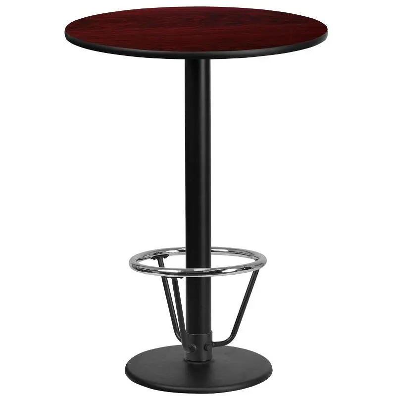Flash Furniture Stiles 24'' Round Mahogany Laminate Table Top 18'' Round Bar Height Table Base and Foo...