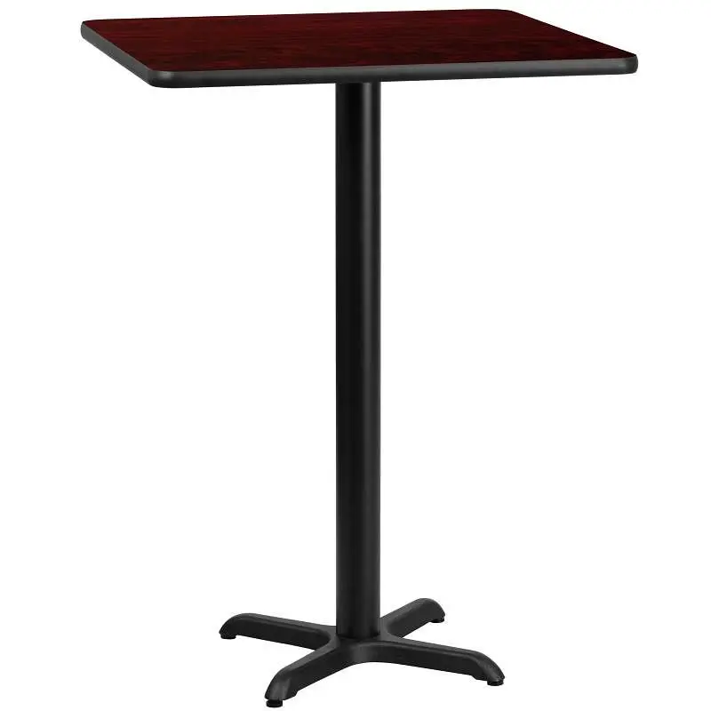 Flash Furniture Stiles 24'' Square Mahogany Laminate Table Top 22'' x 22'' Bar Height Table ...