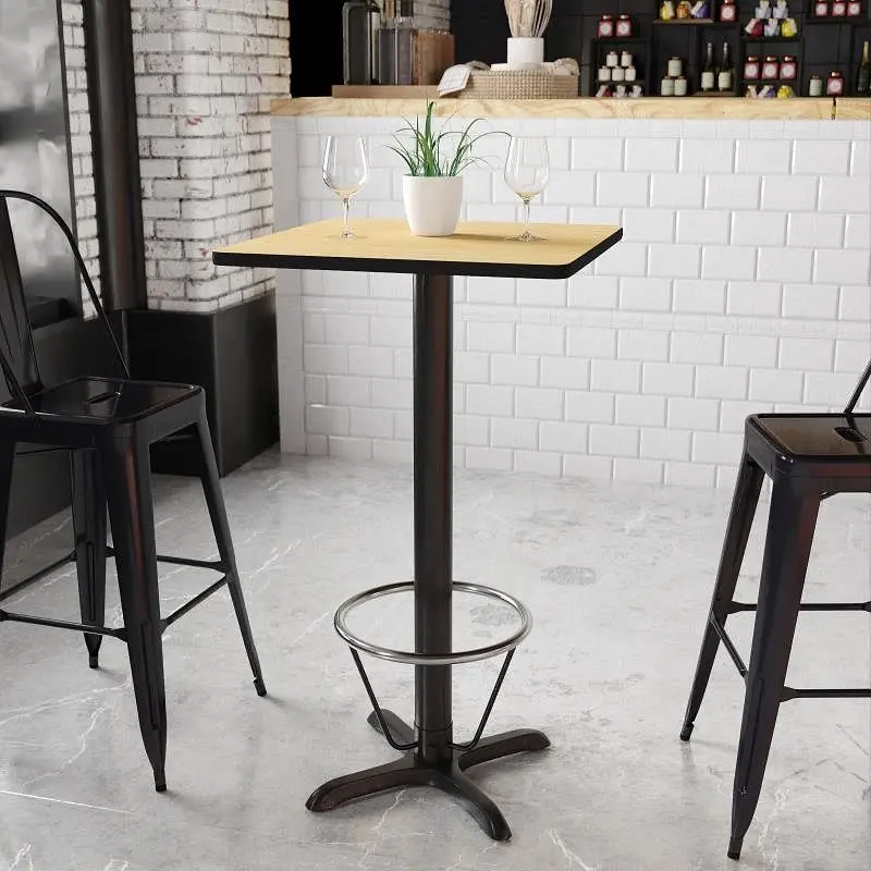 Flash Furniture Stiles 24'' Square Natural Laminate Table Top 22'' x 22'' Bar Height Table B...