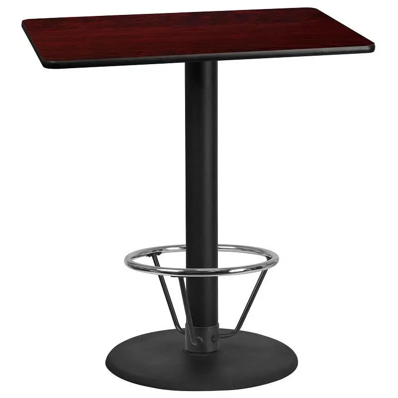Flash Furniture Stiles 30'' x 42'' Rectangular Mahogany Laminate Table Top 24'' Round Bar He...