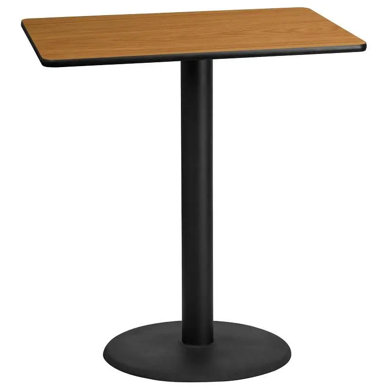 Flash Furniture Stiles 30'' x 42'' Rectangular Plain Laminate Table Top 24'' Round Bar Heigh...