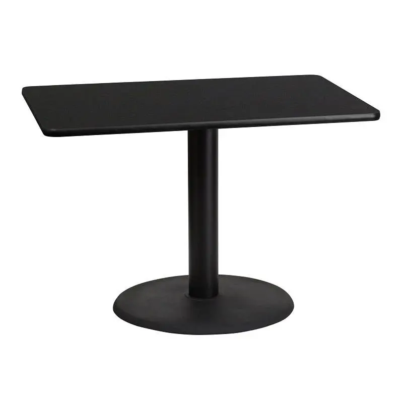 Flash Furniture Stiles 30'' x 42'' Rectangular Black Laminate Table Top 24'' Round Table Hei...