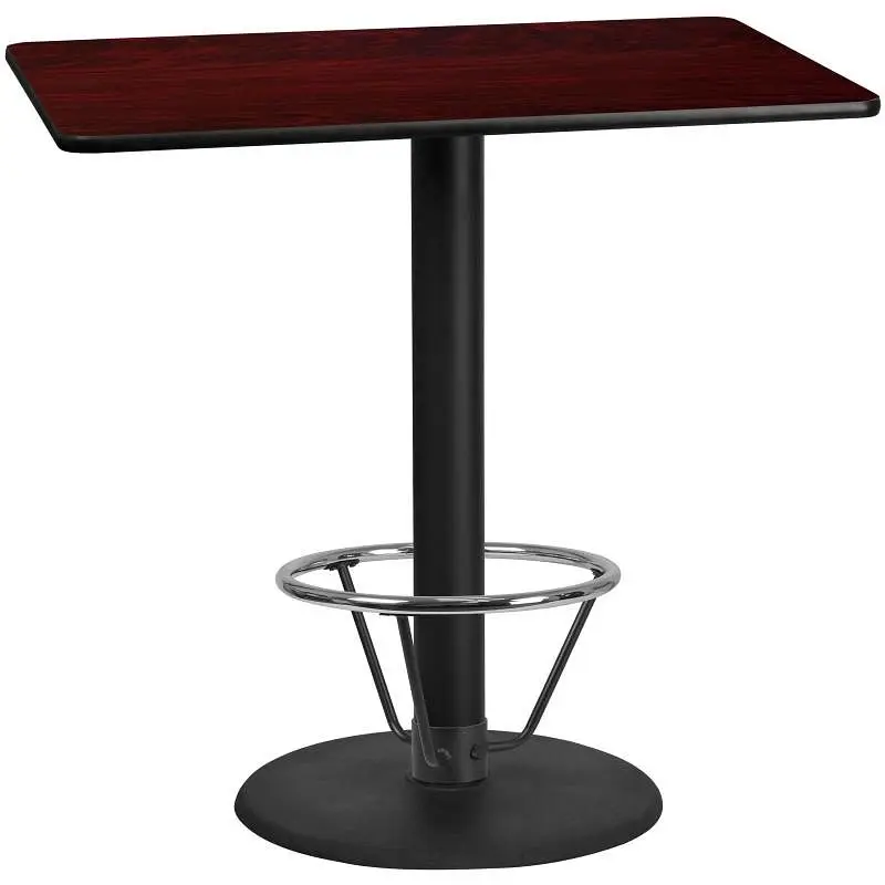 Flash Furniture Stiles 30'' x 48'' Rectangular Mahogany Laminate Table Top 24'' Round Bar He...
