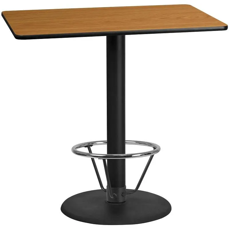 Flash Furniture Stiles 30'' x 48'' Rectangular Natural Laminate Table Top 24'' Round Bar Hei...