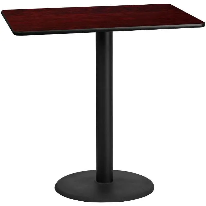 Flash Furniture Stiles 30'' x 48'' Rectangular Mahogany Laminate Table Top 24'' Round Bar He...