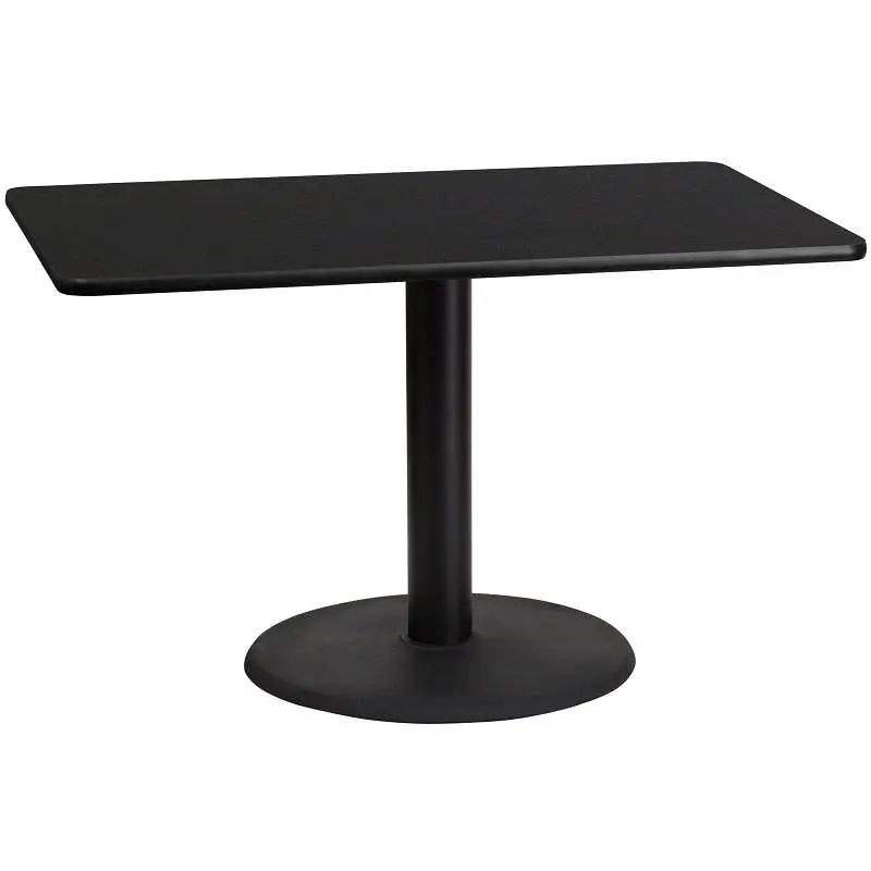 Flash Furniture Stiles 30'' x 48'' Rectangular Ebony Laminate Table Top 24'' Round Table Hei...