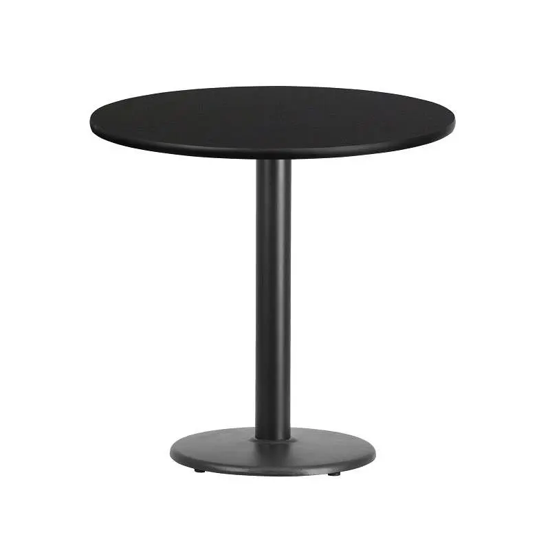 Flash Furniture Stiles 30'' Round Black Laminate Table Top 18'' Round Table Height Base, XU-RD-30-BLKT...
