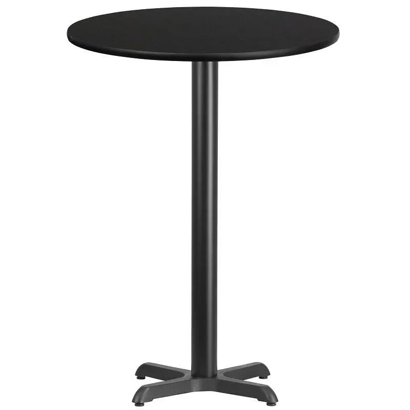 Flash Furniture Stiles 30'' Round Jet Black Laminate Table Top 22'' x 22'' Bar Height Table ...
