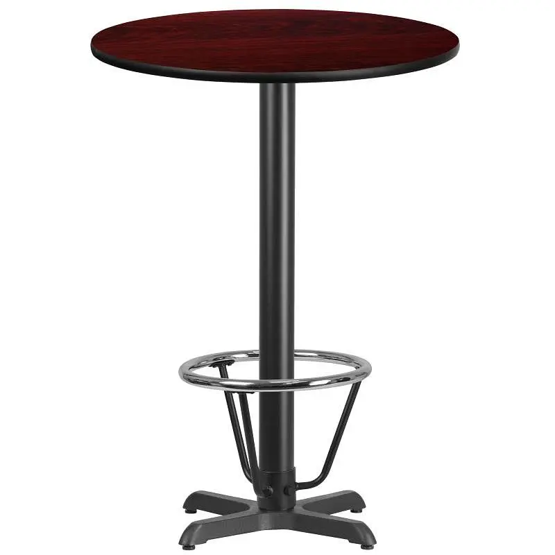 Flash Furniture Stiles 30'' Round Mahogany Laminate Table Top 22'' x 22'' Bar Height Table B...
