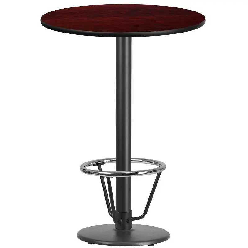 Flash Furniture Stiles 30'' Round Mahogany Laminate Table Top 18'' Round Bar Height Table Base and Foo...