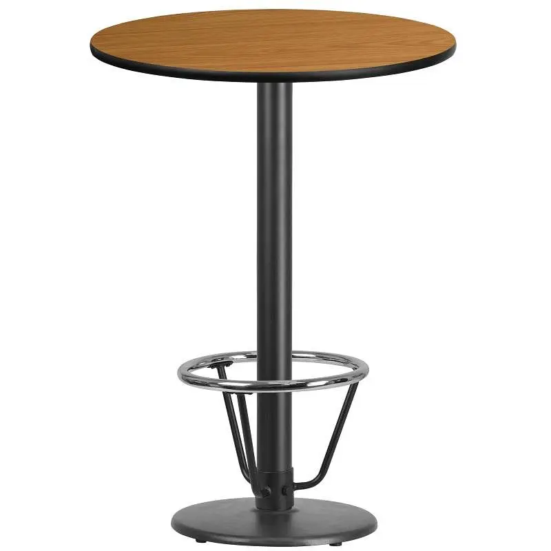 Flash Furniture Stiles 30'' Round Natural Laminate Table Top 18'' Round Bar Height Table Base and Foot...