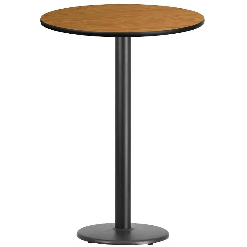 Flash Furniture Stiles 30'' Round Plain Laminate Table Top 18'' Round Bar Height Table Base, XU-RD-30-...