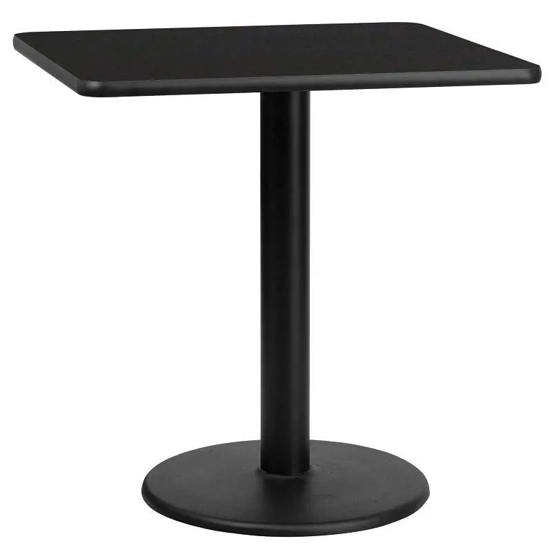 Flash Furniture Stiles 30'' Square Ebony Laminate Table Top 18'' Round Table Height Base, XU-BLKTB-303...
