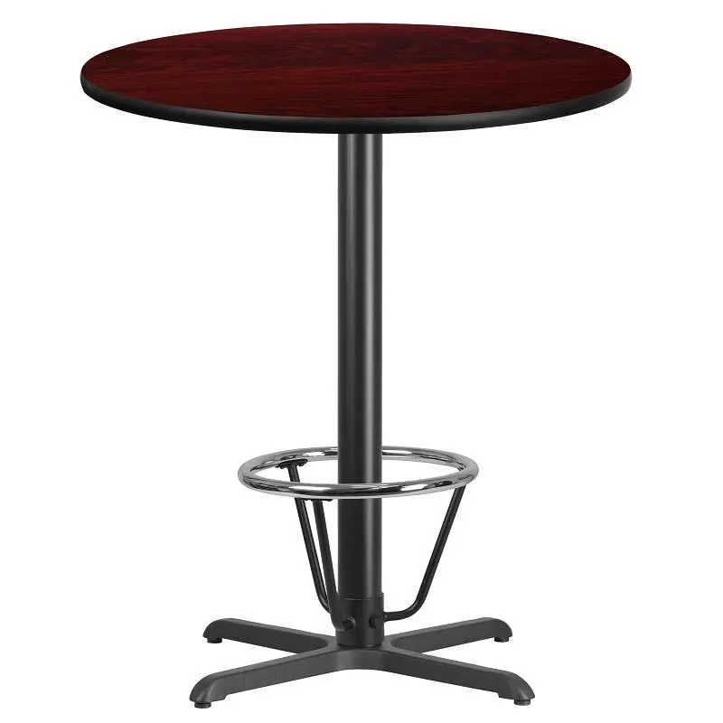 Flash Furniture Stiles 36'' Round Mahogany Laminate Table Top 30'' x 30'' Bar Height Table B...