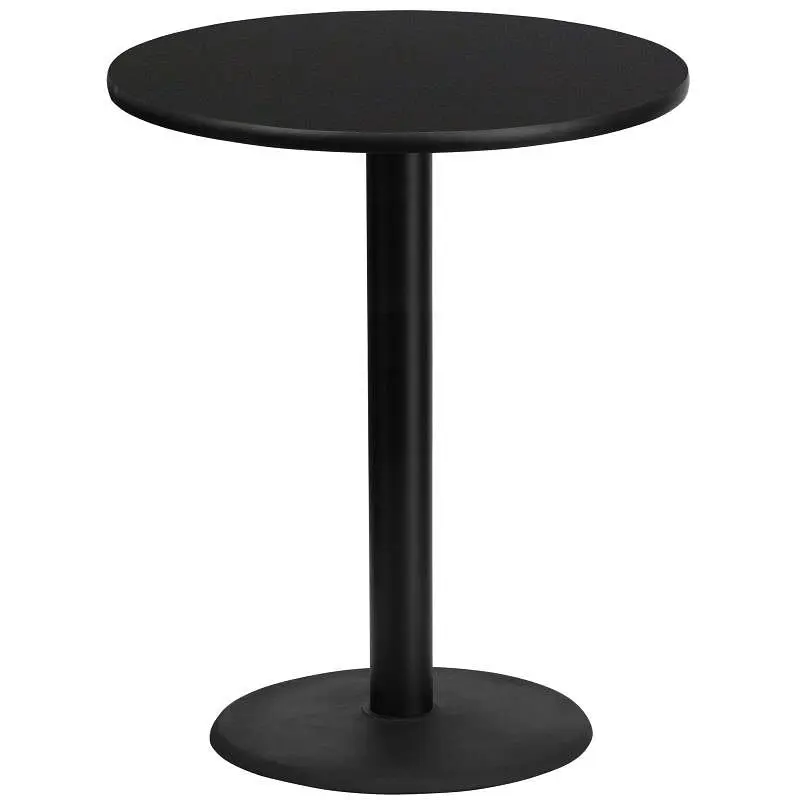 Flash Furniture Stiles 36'' Round Matte Black Laminate Table Top 24'' Round Bar Height Table Base, XU-...