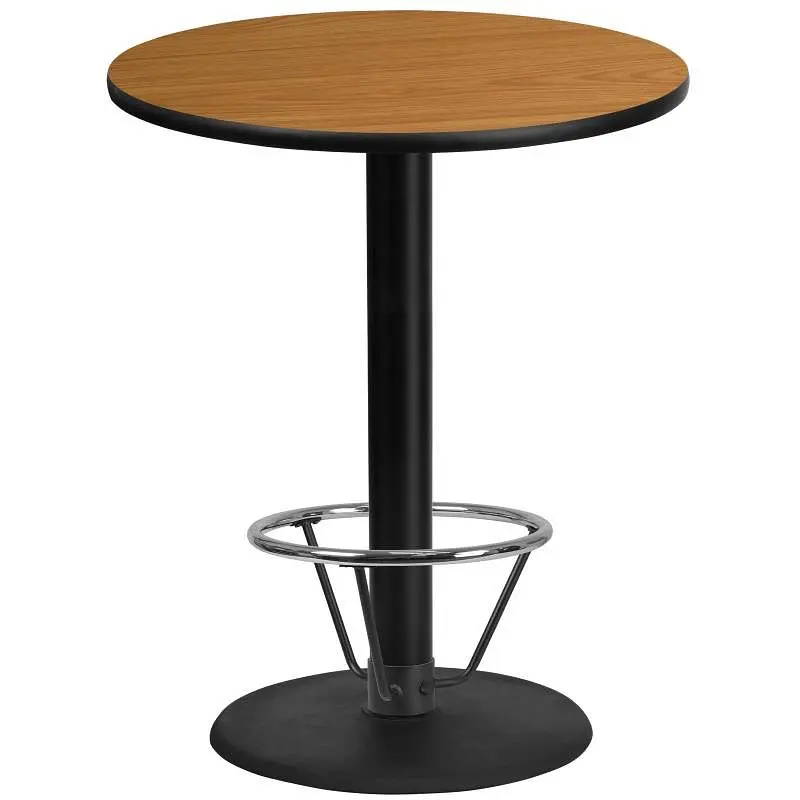 Flash Furniture Stiles 36'' Round Plain Laminate Table Top 24'' Round Bar Height Table Base and Foot R...