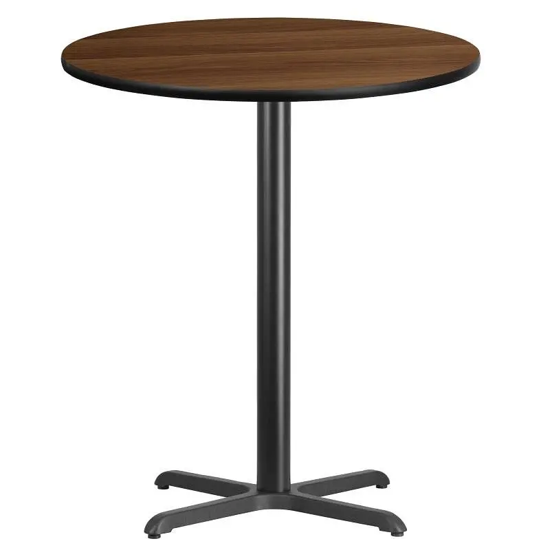 Flash Furniture Stiles 36'' Round Walnut Laminate Table Top 30'' x 30'' Bar Height Table Bas...