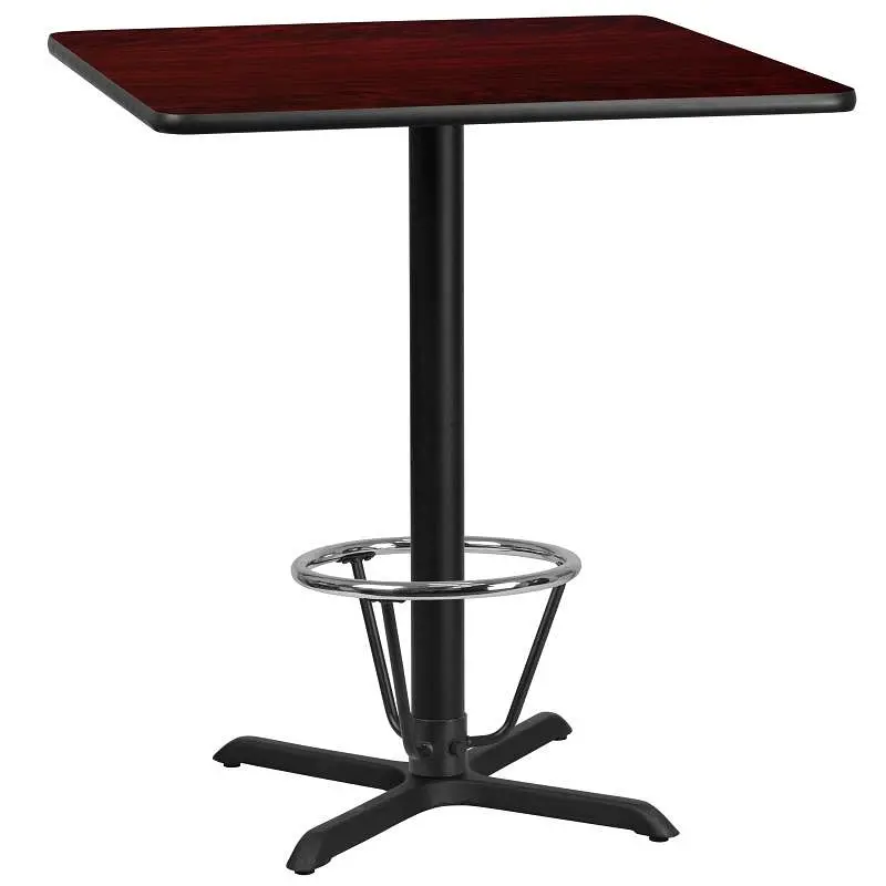 Flash Furniture Stiles 36'' Square Mahogany Laminate Table Top 30'' x 30'' Bar Height Table ...