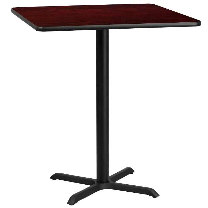 Flash Furniture Stiles 36'' Square Mahogany Laminate Table Top 30'' x 30'' Bar Height Table ...