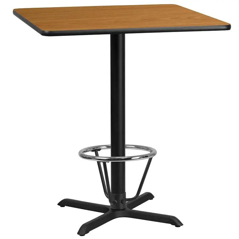 Flash Furniture Stiles 36'' Square Natural Laminate Table Top 30'' x 30'' Bar Height Table B...