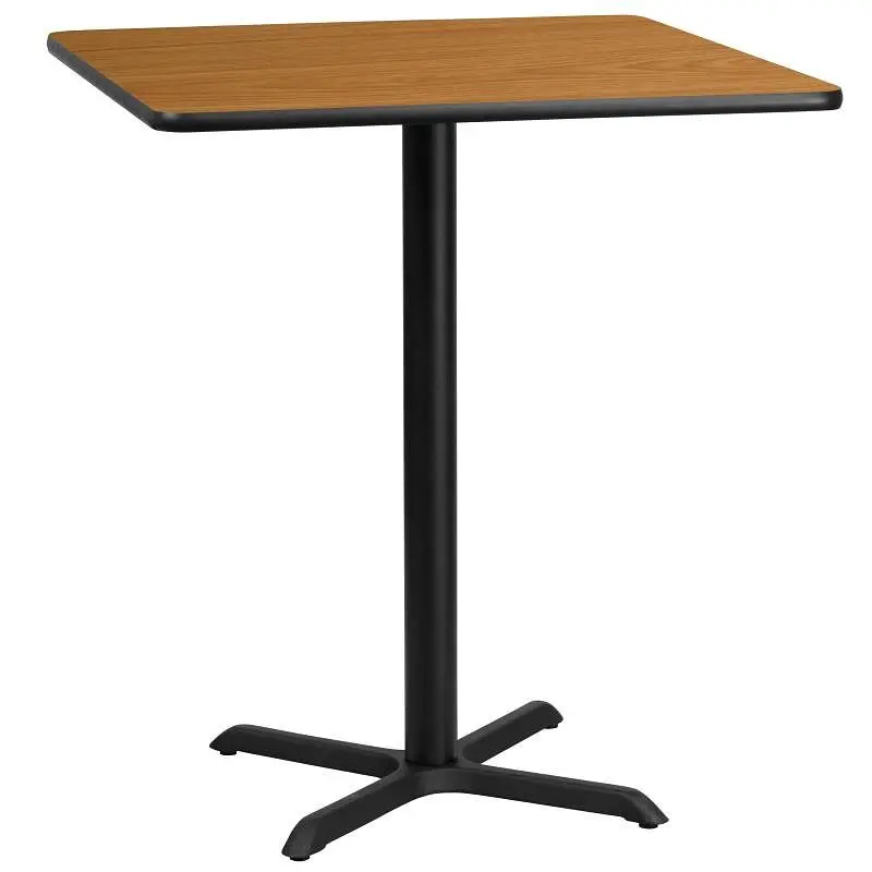 Flash Furniture Stiles 36'' Square Plain Laminate Table Top 30'' x 30'' Bar Height Table Bas...