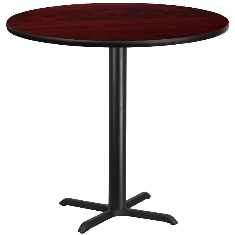 Flash Furniture Stiles 42'' Round Mahogany Laminate Table Top 33'' x 33'' Bar Height Table B...