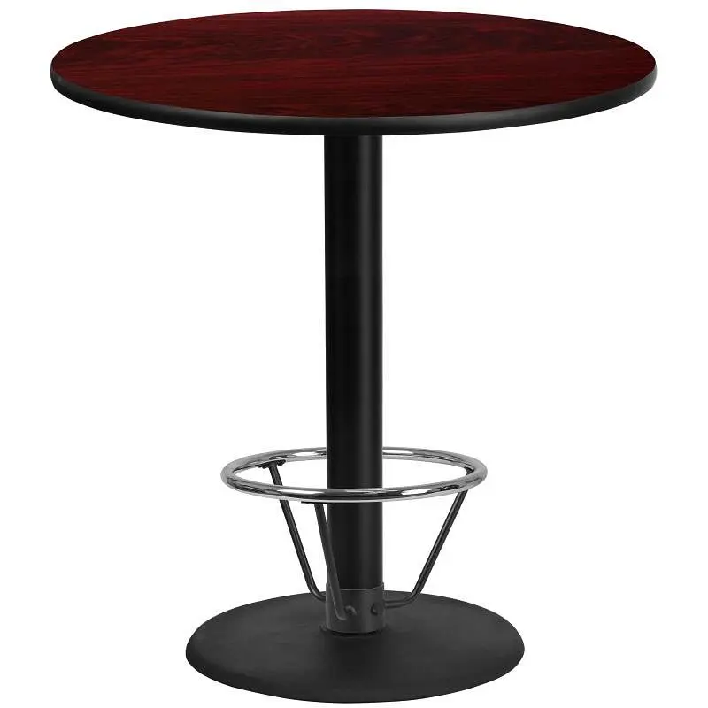 Flash Furniture Stiles 42'' Round Mahogany Laminate Table Top 24'' Round Bar Height Table Base and Foo...