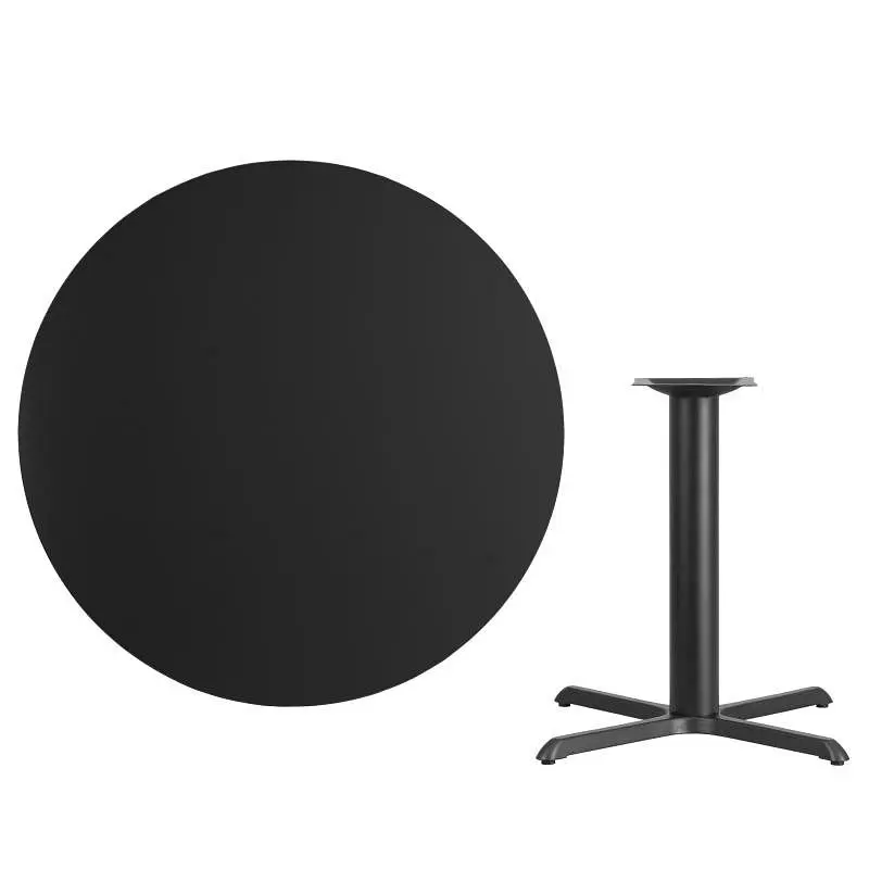 Flash Furniture Stiles 42'' Round Matte Black Laminate Table Top 33'' x 33'' Table Height Ba...