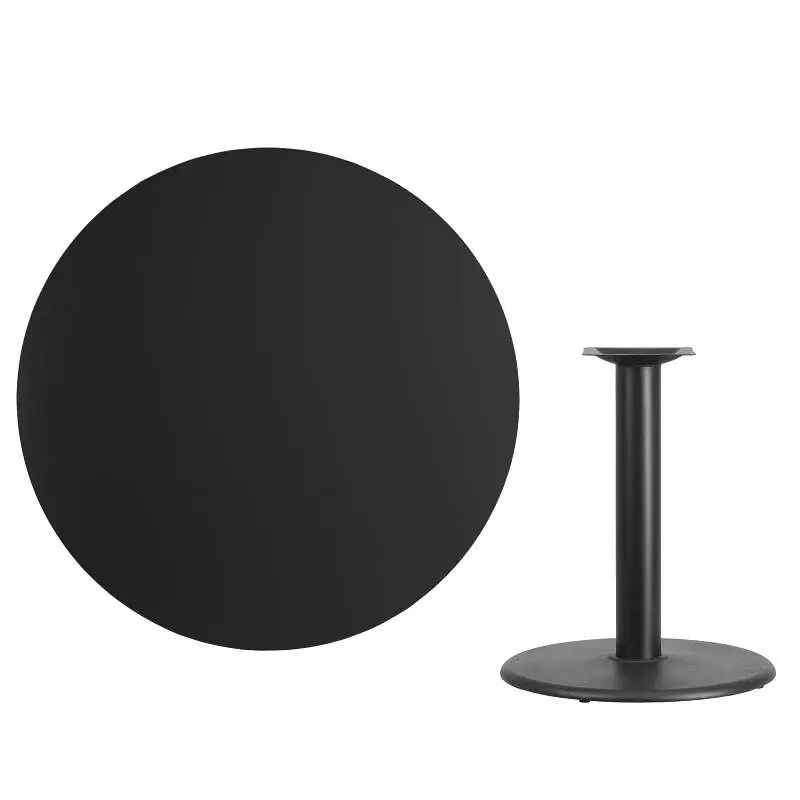 Flash Furniture Stiles 42'' Round Matte Black Laminate Table Top 24'' Round Table Height Base, XU-RD-4...