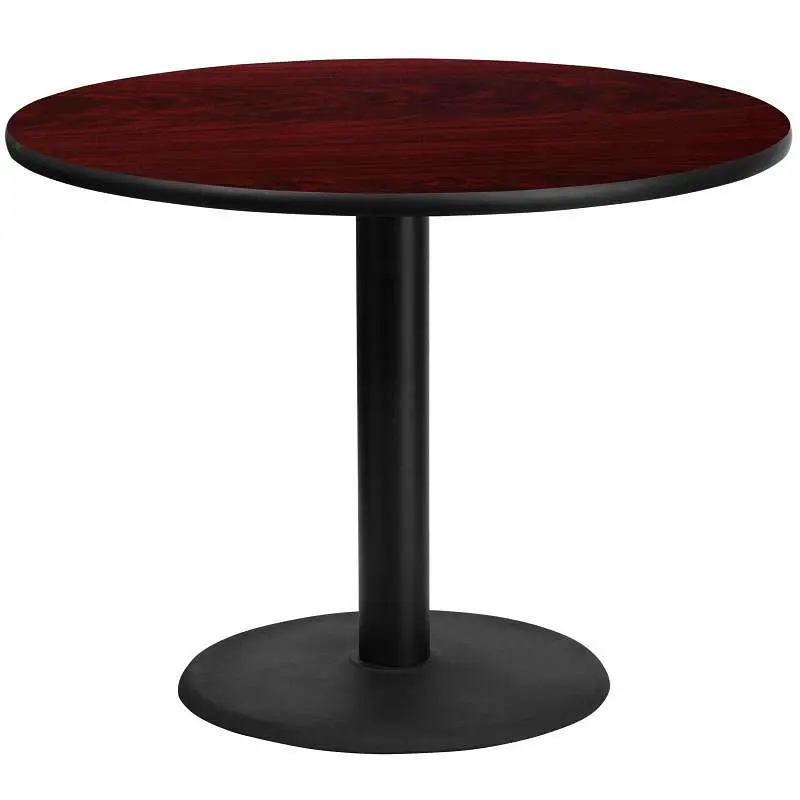 Flash Glow Furniture Graniss 42'' Round Mahogany Laminate Table Top 24'' Round Table Height Base, XU-R...