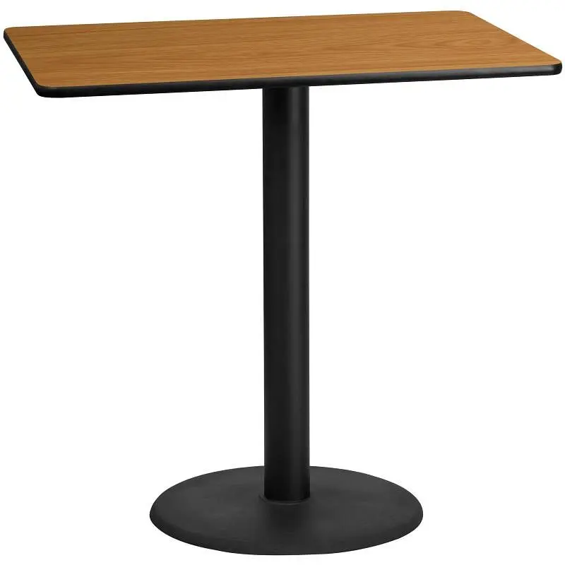 Flash Grip Furniture Stiles 30'' x 48'' Rectangular Natural Laminate Table Top 24'' Round Ba...