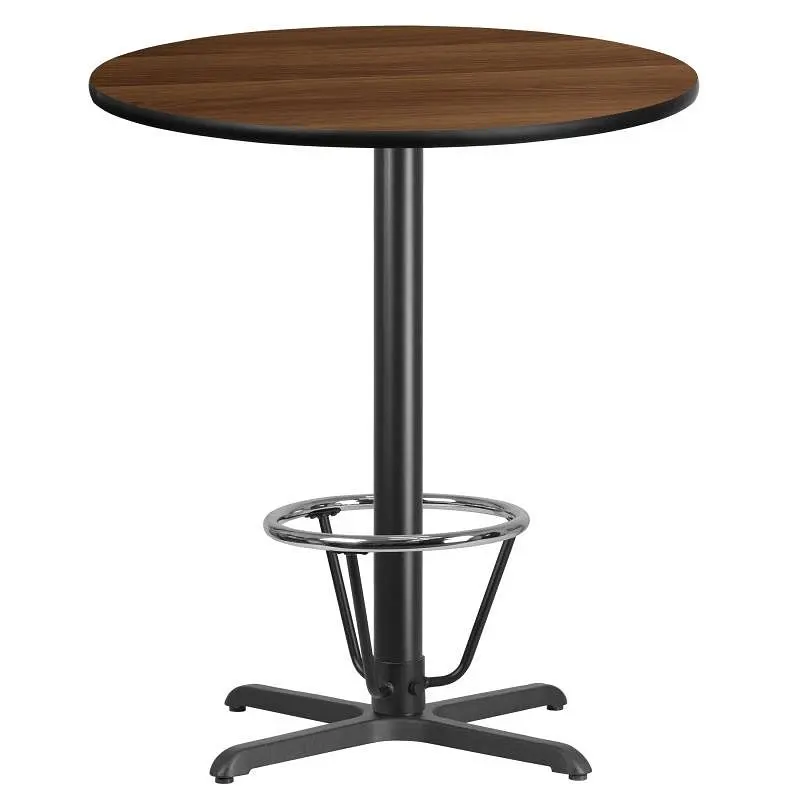 Flash High-Quality Furniture Stiles 36'' Round Walnut Laminate Table Top 30'' x 30'' Bar Hei...