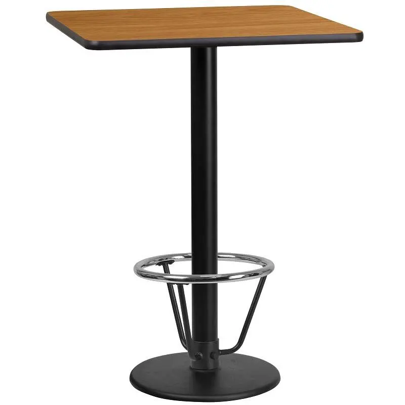 Flash High-Strength Furniture Stiles 24'' Square Bare Laminate Table Top 18'' Round Bar Height Table B...