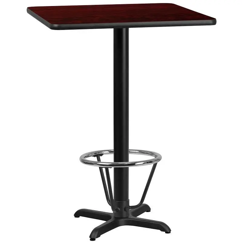 Flash Hi-Vis Furniture Stiles 30'' Square Mahogany Laminate Table Top 22'' x 22'' Bar Height...