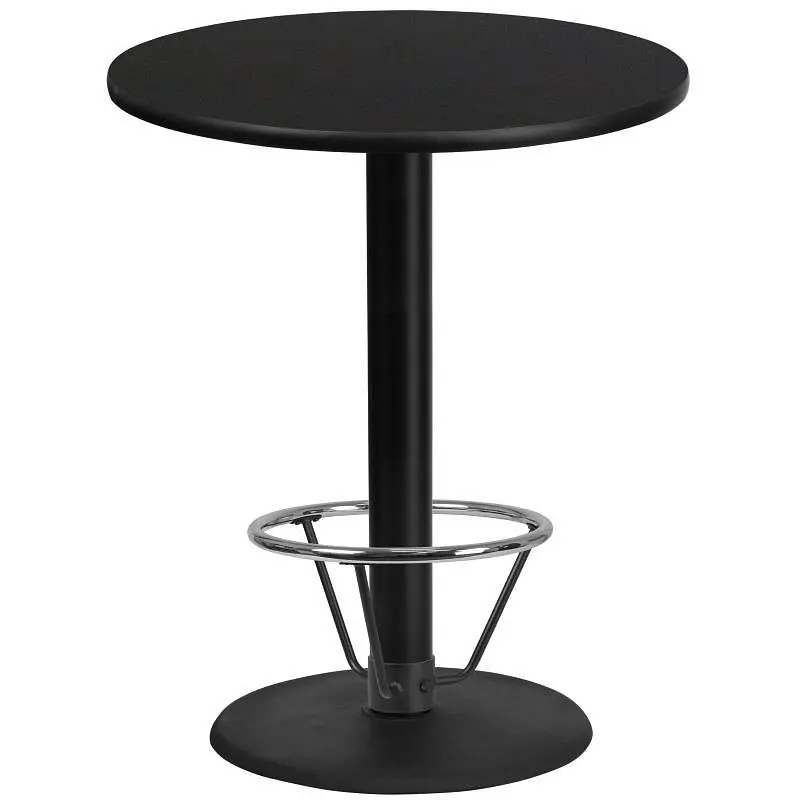 Flash Impact-Resistant Furniture Stiles 36'' Round Black Laminate Table Top 24'' Round Bar Height Tabl...