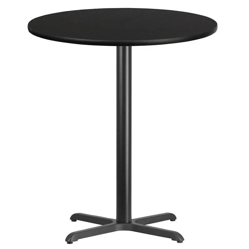 Flash Long-Lasting Furniture Stiles 36'' Round Carbon Black Laminate Table Top 30'' x 30'' B...