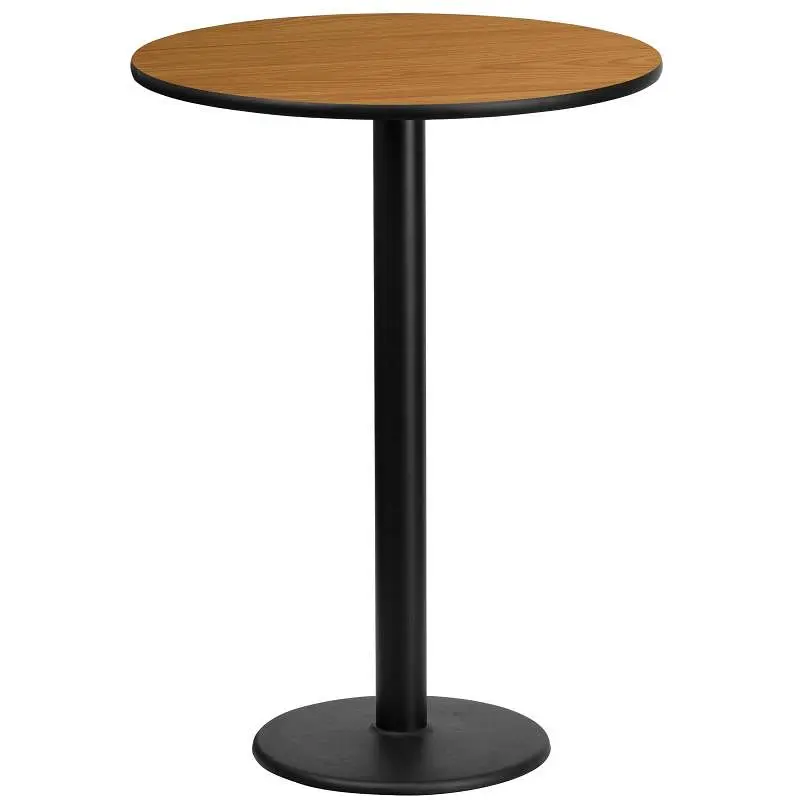 Flash Luminous Furniture Stiles 24'' Round Plain Laminate Table Top 18'' Round Bar Height Table Base, ...