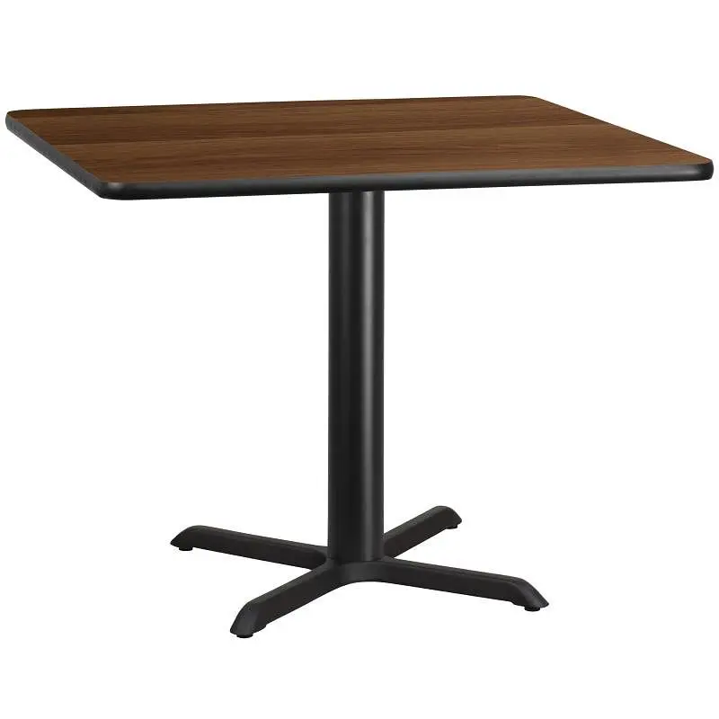 Flash Non-Toxic Furniture Graniss 42'' Square Walnut Laminate Table Top 33'' x 33'' Table He...