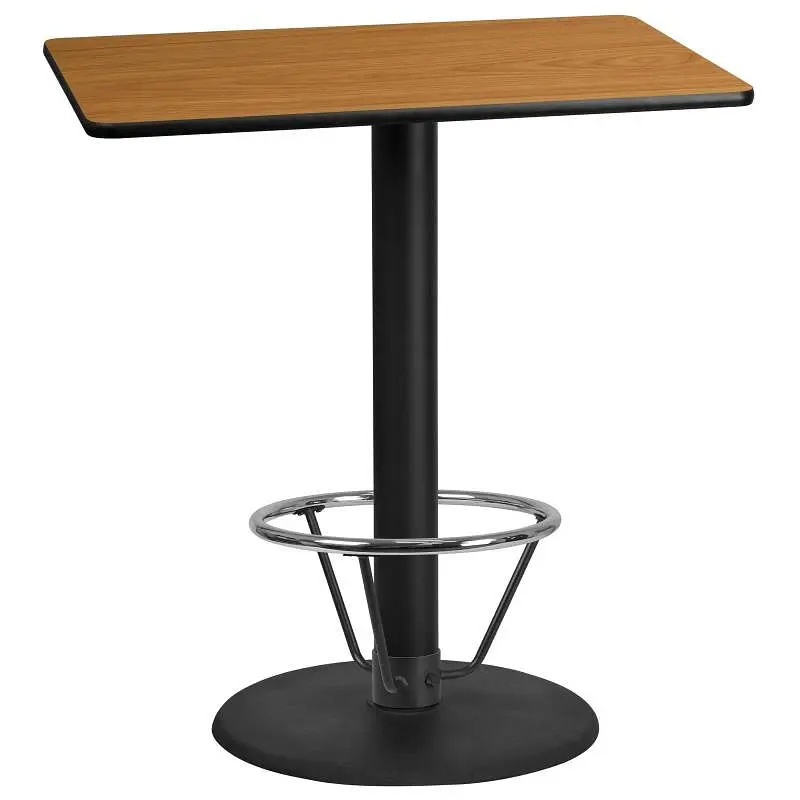 Flash Powerful Furniture Stiles 30'' x 42'' Rectangular Natural Laminate Table Top 24'' Roun...