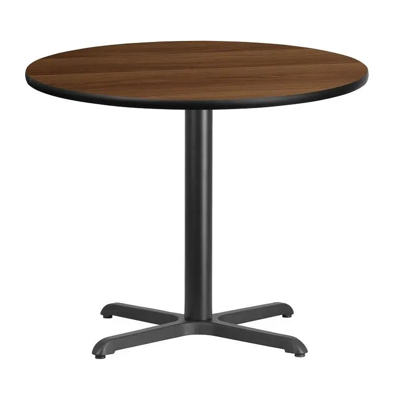 Flash Ready-to-Use Furniture Graniss 36'' Round Walnut Laminate Table Top 30'' x 30'' Table ...