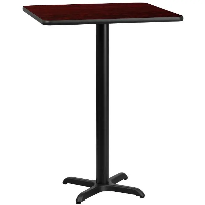 Flash Safe Furniture Stiles 30'' Square Mahogany Laminate Table Top 22'' x 22'' Bar Height T...