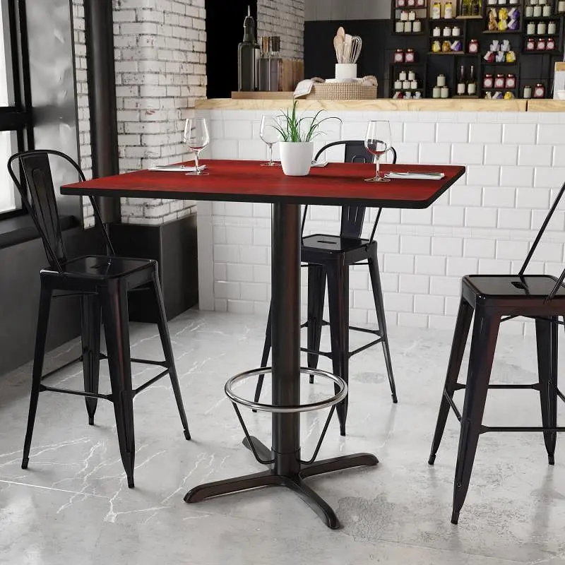 Flash Scratch-Resistant Furniture Stiles 42'' Square Mahogany Laminate Table Top 33'' x 33''...