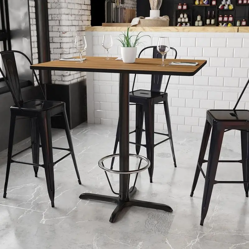 Flash Smooth Furniture Stiles 30'' x 42'' Rectangular Walnut Laminate Table Top 23.5'' x 29....