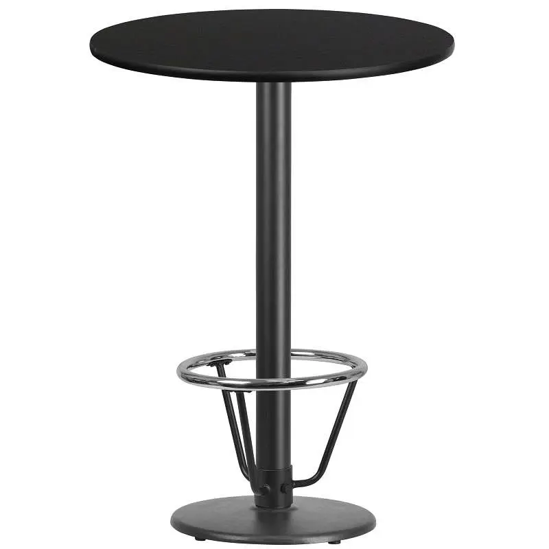 Flash Smooth Furniture Stiles 30'' Round Onyx Laminate Table Top 18'' Round Bar Height Table Base and ...