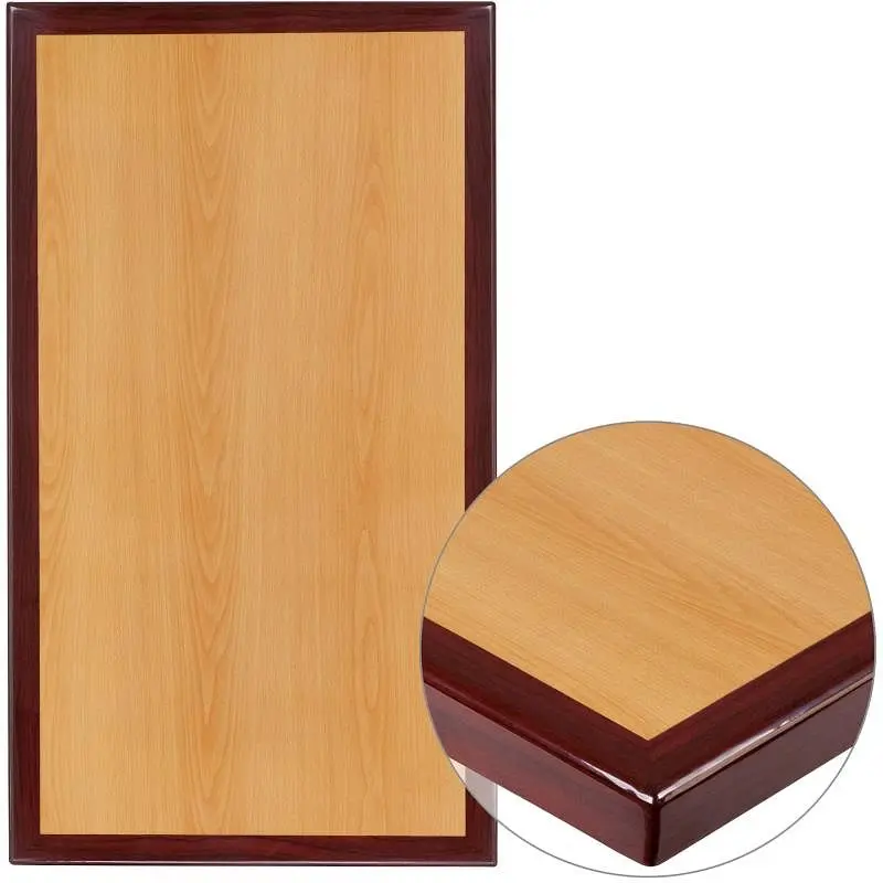 Flash Snap-On Furniture Glenbrook 30" x 42" Rectangular 2-Tone High-Gloss Cherry Resin Table Top 2" Thick M...