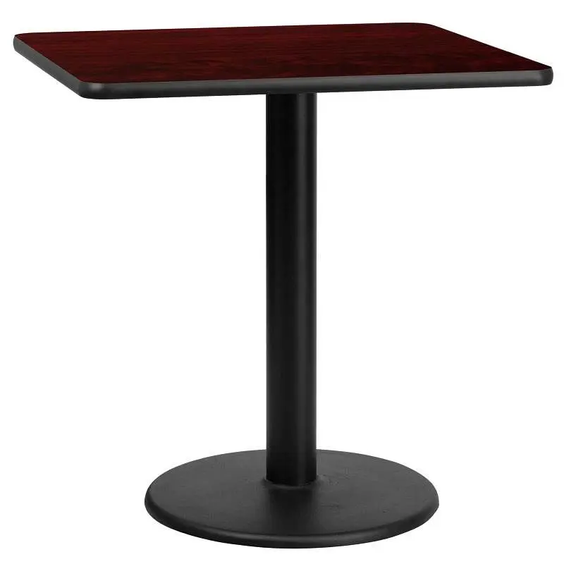 Flash Streamlined Furniture Graniss 30'' Square Mahogany Laminate Table Top 18'' Round Table Height Ba...